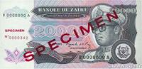 ZAIRE 20000 Zaïres Spécimen ZAIRE 20000 Zaïres Spécimen 1991 UNC- -