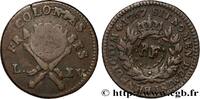 LOUIS XV THE BELOVED 3 Sous 9 Deniers ou 1/4 d’esqualin contremarqué RF LOUIS XV THE BELOVED Paris 1767 (28mm, 11,35g, 6h) -