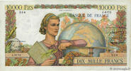 FRANCE 10000 Francs GÉNIE FRANÇAIS FRANCE 10000 Francs GÉNIE FRANÇAIS 1955 VF+ -