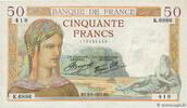 FRANCE 50 Francs CÉRÈS modifié FRANCE 50 Francs CÉRÈS modifié 1937 VF -