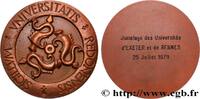 FRANCE Médaille, Jumelage avec l’Université d’Exeter UNIVERSITÉS 35 - Rennes 1979 (62mm, 146,63g, 12h) -
