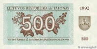 LITHUANIA 500 Talonas LITHUANIA 500 Talonas 1992 UNC -