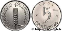 FRANCE Essai de 5 centimes Épi V REPUBLIC Paris 1961 (19mm, 3,37g, 6h) -
