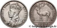 MAURITIUS 1/2 Rupee (Roupie) Georges V MAURITIUS 1934 (23,2mm, 5,80g, 12h) -