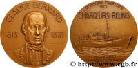 FRANCE Médaille, Claude Bernard, Paquebot de la compagnie MER ET MARINE : PAQUEBOTS, NAVIRES, BATEAUX 1950 (50,5mm, 64,92g, 12h) -