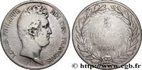 FRANCE 5 francs type Tiolier sans le I, tranche en creux LOUIS-PHILIPPE I Lyon 1830 (37mm, 24,56g, 6h) -
