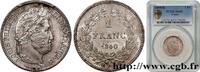 FRANCE 1 franc Louis-Philippe, couronne de chêne LOUIS-PHILIPPE I Bordeaux 1840 (23mm, 5g, 6h) -