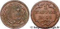 SWITZERLAND - CONFEDERATION OF HELVETIA - CANTON O 1 Rappen SWITZERLAND - CONFEDERATION OF HELVETIA - CANTON OF SCHWYZ 1843 (17mm, 1,13g, 6h) -