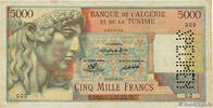 TUNISIA 5000 Francs Spécimen TUNISIA 5000 Francs Spécimen 1946 F+ -