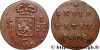 NETHERLANDS INDIES 5 1/32 Gulden (1/2 Duit) écu couronné des Pays-Bas NETHERLANDS INDIES Enkhuizen 1808 (18,55mm, 1,40g, 12h) -