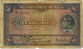 MALTA 10 Shillings MALTA 10 Shillings 1939 G -