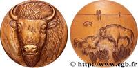 FRANCE Médaille animalière - Bison ANIMAUX Monnaie de Paris 1985 (73,5mm, 208,33g, 12h) -