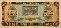 CROATIA 1000 Kuna CROATIA 1000 Kuna 1943 UNC- -