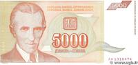 YUGOSLAVIA 5000 Dinara YUGOSLAVIA 5000 Dinara 1993 UNC -