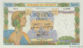 FRANCE 500 Francs LA PAIX FRANCE 500 Francs LA PAIX 1941 AU- -
