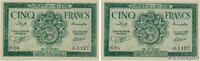 ALGERIA 5 Francs Consécutifs ALGERIA 5 Francs Consécutifs 1942 AU+ -