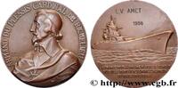 FRANCE Médaille, Le cuirassé Richelieu, L. V. Amet MER ET MARINE : PAQUEBOTS, NAVIRES, BATEAUX Monnaie de Paris 1956 (67mm, 147,56g, 12h) -