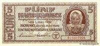 UKRAINE 5 Karbowanez UKRAINE 5 Karbowanez 1942 XF+ -