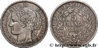 FRANCE 5 francs Cérès, IIe République, Main/Main II REPUBLIC Paris 1849 (37mm, 24,69g, 6h) -
