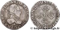 FRANCE Demi-franc au col gaufré HENRY III Paris 1587 (28mm, 6,88g, 1h) -