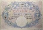 FRANCE 50 Francs BLEU ET ROSE FRANCE 50 Francs BLEU ET ROSE 1922 VG -