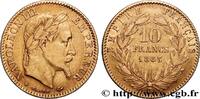 FRANCE 10 francs or Napoléon III, tête laurée SECOND EMPIRE Strasbourg 1863 (19mm, 3,19 g, 6h) -