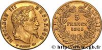 FRANCE 5 francs or Napoléon III, tête laurée SECOND EMPIRE Strasbourg 1865 (16,5mm, 1,59g, 6h) -