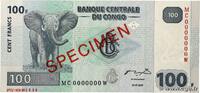 CONGO, DEMOCRATIC REPUBLIC 100 Francs Spécimen CONGO, DEMOCRATIC REPUBLIC 100 Francs Spécimen 2007 UNC -