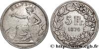 SWITZERLAND 5 Francs Helvetia assise SWITZERLAND Bruxelles 1874 (37mm, 24,79g, 6h) -