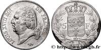 FRANCE 5 francs Louis XVIII, tête nue LOUIS XVIII Paris 1823 (37,10mm, 24,87g, 7h) -