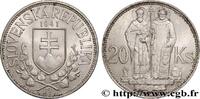 SLOVAKIA 20 Korun St Cyril et St Méthode variété avec croix SLOVAKIA 1941 (31mm, 15,12g, 12h) -