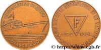 FRANCE Médaille, Croisières Paquet, 10e anniversaire de l MER ET MARINE : PAQUEBOTS, NAVIRES, BATEAUX 1981 (58,5mm, 103,67g, 12h) -