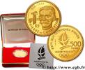 FRANCE Belle Épreuve Or 500 francs - Pierre de Coubertin COMMEMORATIVE COINS MONNAIE DE PARIS Pessac 1991 (31mm, 17g, 6h) MS