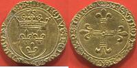 Französische Königliche Münzen 1498 ÉCU D'OR AU CHARLES VIII 1483- SOLEIL 1e ÉMISSION AVEC COURONNELLE INITIALE, 1er TYPE (1483-1494) POINT 4e ATELIER MONTPELLIER. POIDS 3.44g -