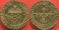 Französische Königliche Münzen 1498 ÉCU D'OR AU CHARLES VIII 1483- SOLEIL 1e ÉMISSION MODIFIÉE AVEC LIS INITIAUX, 1er TYPE POINT 8e ATELIER POITIERS (1494-1498) A/ KAROLVS DEI -