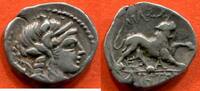 Antike Münzen DRACHME MARSEILLE PERIODE HELLENISTIQUE 225-49 AV J-C MASSALIA EN ARGENT A/ TÊTE D’ARTÉMISE A DROITE R/ LION BONDISSANT AU DESSUS MAZZ -