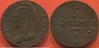 Französische Dezimalmünzen 5 CENTIMES TYPE DUPRE PETIT MODULE L'AN 4 A ATELIER PARIS POIDS 5.00g ETAT TTB / N° CATALOGUE : G124 -