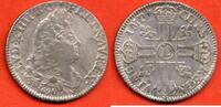 Französische Königliche Münzen DEMI-ECU LOUIS XIV 1643-1715 AUX 8 L METAL ARGENT ANNEE 1691 L COURONNE ATELIER LILLE REFORMATION * / N° CATALOGUE : G184 -