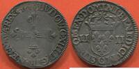 Französische Königliche Münzen LOUIS XIII 1610-1643 1/4 D’ÉCU A LA CROIX FLEUREDELISÉE 1615 ATELIER C POINTÉ SAINT LO MÉTAL ARGENT A/ LVDOVIC XIII DG FRAN ET N -
