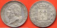 Französische Dezimalmünzen 5 FRANCS LOUIS XVIII BUSTE NU ANNEE 1824 W ATELIER LILLE METAL ARGENT * / N° CATALOGUE : G614 -