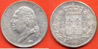 Französische Dezimalmünzen 5 FRANCS LOUIS XVIII BUSTE NU ANNEE 1824 I ATELIER METAL ARGENT * / N° CATALOGUE : G614 -