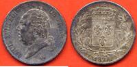 Französische Dezimalmünzen 5 FRANCS LOUIS XVIII BUSTE NU ANNEE 1824 A ATELIER PARIS METAL ARGENT * / N° CATALOGUE : G614 -