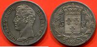 Französische Dezimalmünzen 5 FRANCS CHARLES X 1824-1830 CHARLES X 1er TYPE 1824 A ATELIER PARIS POIDS 24.97g QUELQUES PETITS COUPS SUR LA TRANCHE BELLE PATINE DE -