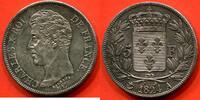Französische Dezimalmünzen 5 FRANCS EN ARGENT CHARLES X 1er TYPE 1824 A ATELIER PARIS POIDS 25g ÉTAT FLEUR DE COIN PROVENANCE EXEMPLAIRE COLLECTION DAVIS CGB 10 OCT -