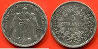 Französische Dezimalmünzen 5 FRANCS HERCULE EN ARGENT 1871 K ATELIER BORDEAUX RARE SEULEMENT 74609 EXEMPLAIRES FRAPPES POIDS 25g ÉTAT TTB / N° CATALOGUE : G745 -