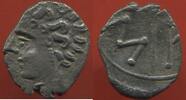 Antike Münzen OBOLE GAULOISE DE MARSEILLE A/ TÊTE D'APOLLON A GAUCHE R/ ROUE MA POIDS 0.54g N°A9 -