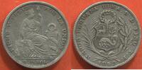 Ausländische Münzen 1/5 SOL PEROU EN ARGENT 1892 TF ETAT TTB / N° CATALOGUE : KM205.1 -