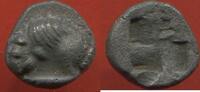 Antike Münzen OBOLE MARSEILLE PÉRIODE ARCHAÏQUE B 500-475 AV J-C 1/2 MILESIAQUE EN ARGENT TYPE DU TRÉSOR D'AURIOL A/ PROTOMÉ DU LION A GAUCHE DÉV -