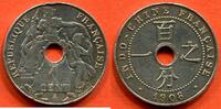 Ausländische Münzen 1 CENT INDOCHINE 1908 A SPECIMEN BRONZE ARGENTE POIDS 5.18g COUPS SUR LA TRANCHE A 12H RARE / N° CATALOGUE : LECOMPTE064a -