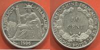 Ausländische Münzen 50 CENT INDOCHINE EN ARGENT ANNÉE 1936 (AILE) POIDS 13.50g ETAT SPLENDIDE TRÈS JOLIE MONNAIE AVEC TOUT SON BRILLANT DE FRAPPE / N° CA -